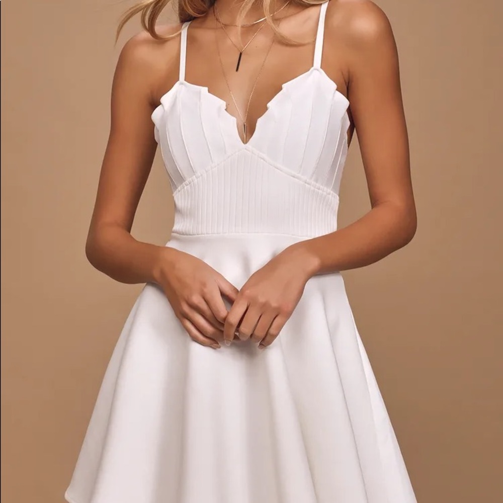 LULUS Loving Heart White Sleeveless Skater Dress